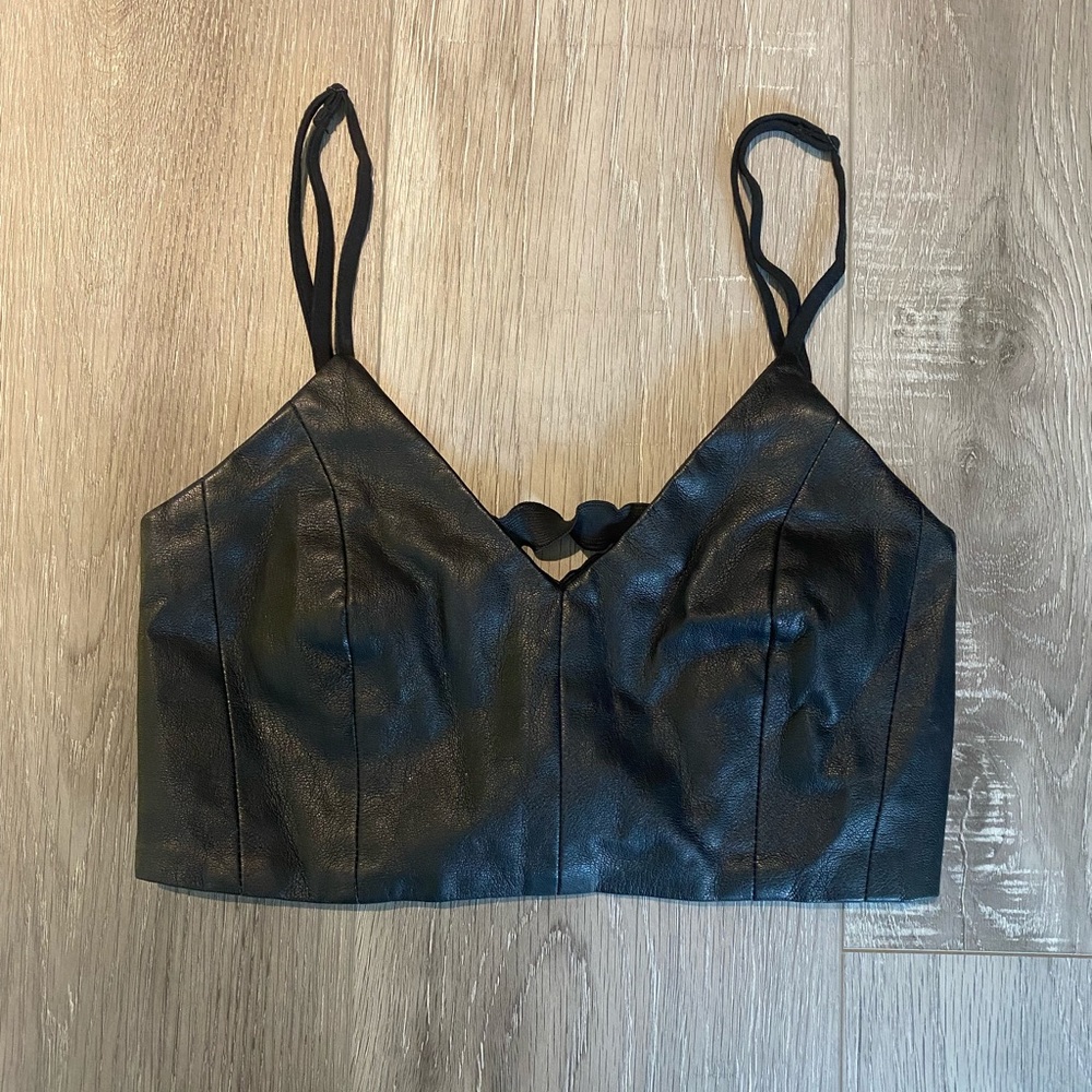 Faux Leather Bralette